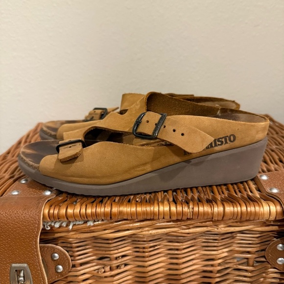 Mephisto Womens Mobils Slingback Leather Wedges Sandals Size 38 Tan Brown - Picture 4 of 8